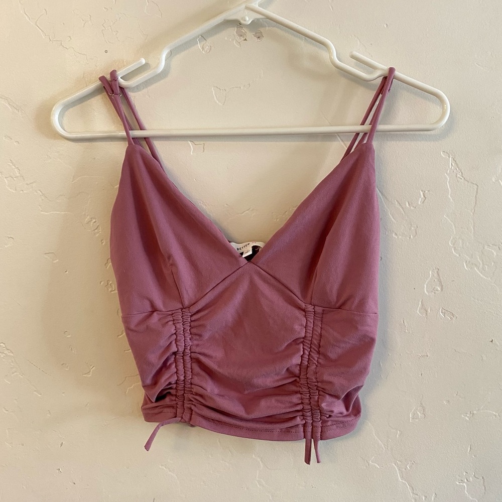 Better Be Pink Ruched V Neck Crop Top Small